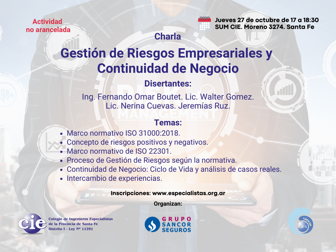 Charla sobre Gestión de Riesgos Empresariales y Continuidad de Negocio ...